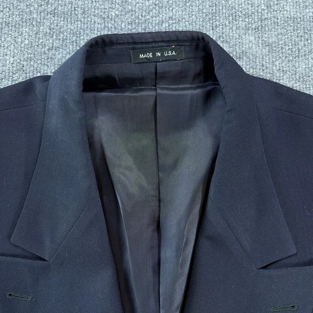 VTG Joseph Abboud Nordstrom Union Navy Double Breasted Pure Wool Blazer Jacket